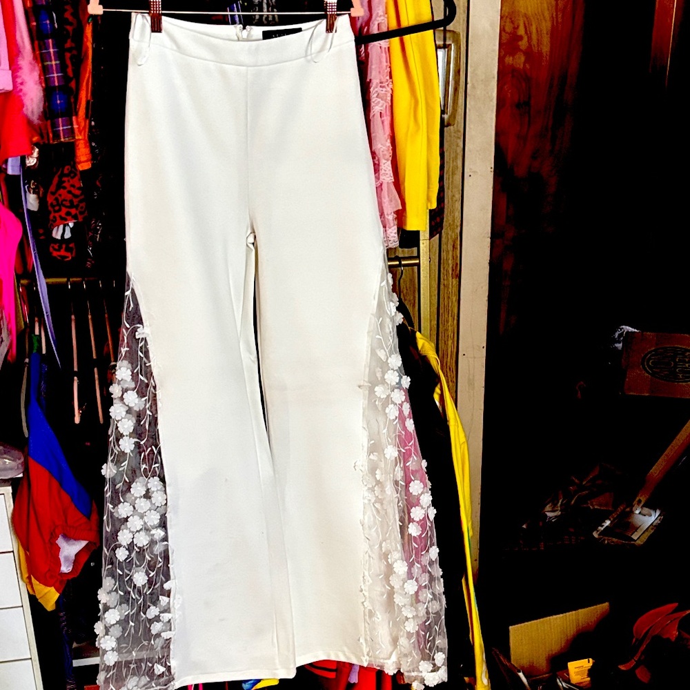 Flower Detail Wide Leg Trousers